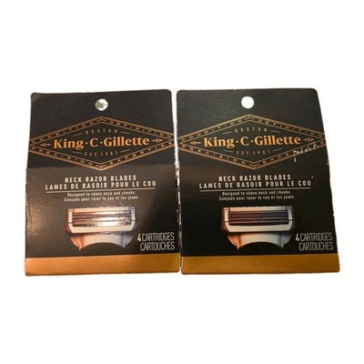 (8 Cartridges) King C Gillette Razor Blade Refill ~ Designed to Shave Neck ~ NEW