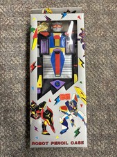 Vintage Transforming Robot '80s Black Purple Pencil Case Taiwan NIB