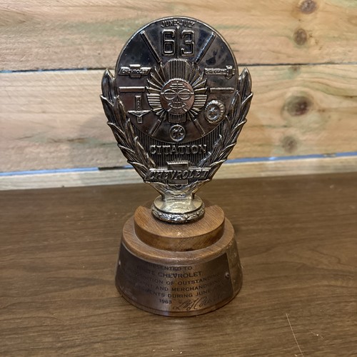 1963 Chevrolet Citation Dealership Award Trophy White Chevrolet 60s Vintage