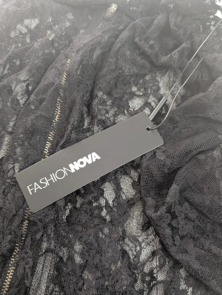 Mono de moda Nova de encaje alrededor de la ciudad negro de encaje transparente talla XL Foto 3 de 4