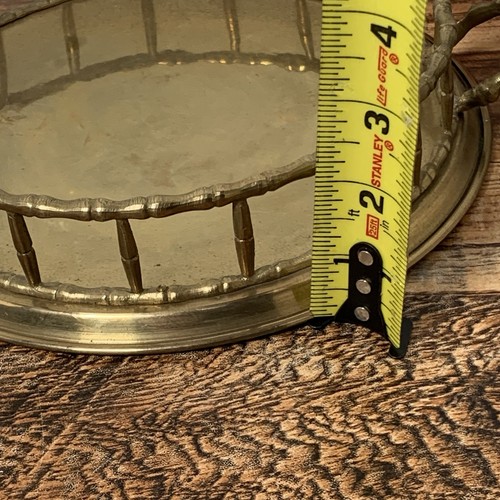 Ovales massives Messing Tablett Hollywood Regency Bambus Schiene mit Griffen - Made in India - Bild 3 von 14