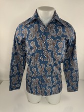 KINGS ROAD / SEARS - Vintage PAISLEY Disco Collar Mens S Shirt - EXCELLENT