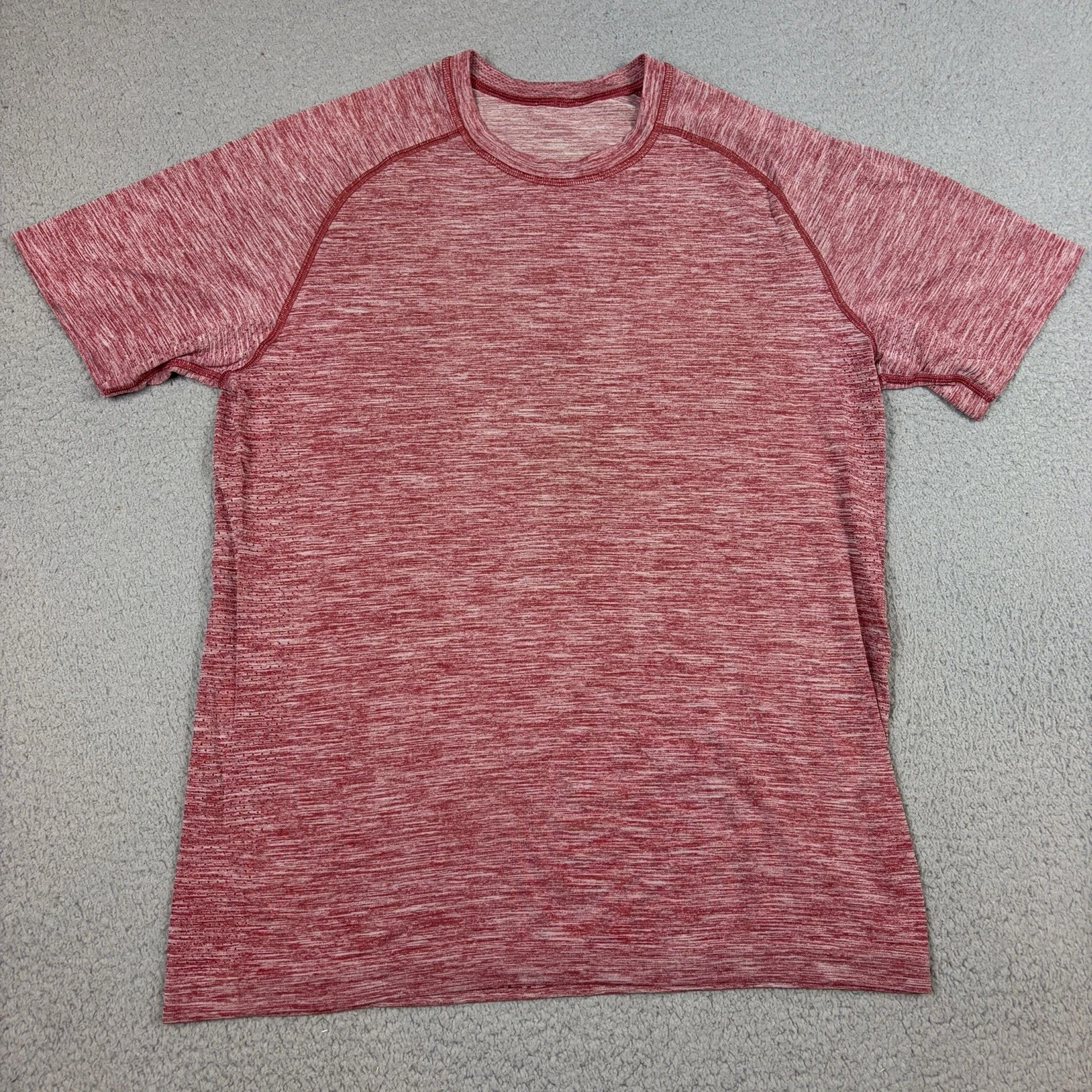 Lululemon Shirt Mens Medium Red Metal Vent Tech Stretch Short Sleeve Workout Gym