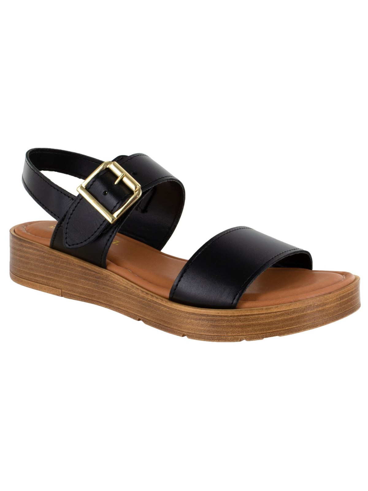 BELLA VITA Womens Black Heel Strap Tay-italy Open Wedge Leather Sandals Shoes 9