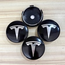 4x 60mm Für Tesla Logo Auto Nabendeckel Nabenkappen Emblem Felgenkappen Schwarz