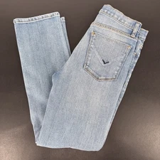 Hudson Women's Size 25 Blue Light Wash Distressed Denim Barbara Straight Jeans