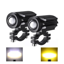 2x Motorcycle LED Headlight 6000K Yellow White Moto Headlight Spotlight