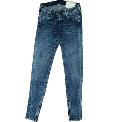 PEPE JEANS W26 Hose acid Blau Damen 7/8 Cher Skinny low stretch Zip 34 L30 NEU