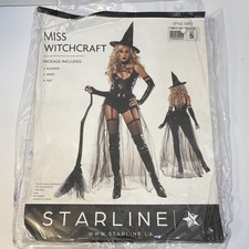 Starline Miss Witchcraft Witch Costume Set Romper Skirt Hat Black S 55812