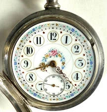 Elgin 18s 17j OF PS Gr 44 Fancy Dial 4Oz Coin Silver Cs 1894 Runs