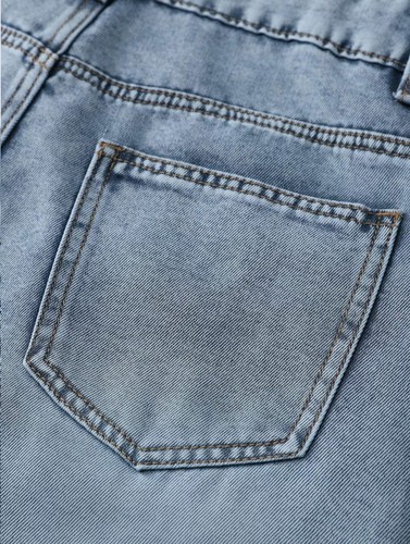 YOZY Damen Plain Button Zipper Fly Pocket Denim-Effekt Print Hose, Freizeit - Bild 6 von 9