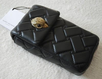 Kurt Geiger Handytasche Kensignton 100% Leder schwarz gesteppt