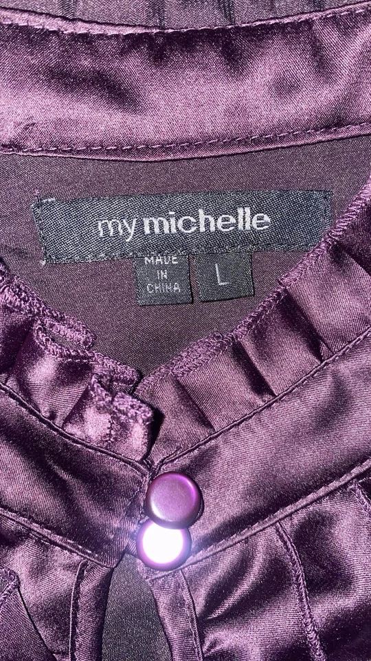 Top Y2k Años 90 Para Mujer Estilo Victoriano Púrpura Satinado Volantes Gótico Grunge Bruja Talla L Foto 3 de 4