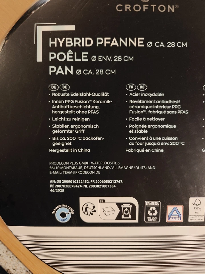 Hochwertige schnelle Crofton Hybrid Pfanne 28 cm Keramik Edelstahl wie WMF SILIT - Bild 2 von 4
