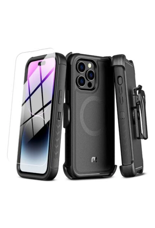 Funda y funda MyBat Pro Maverick Series para Apple iPhone 14 Pro Max - Negra  Foto 2 de 4
