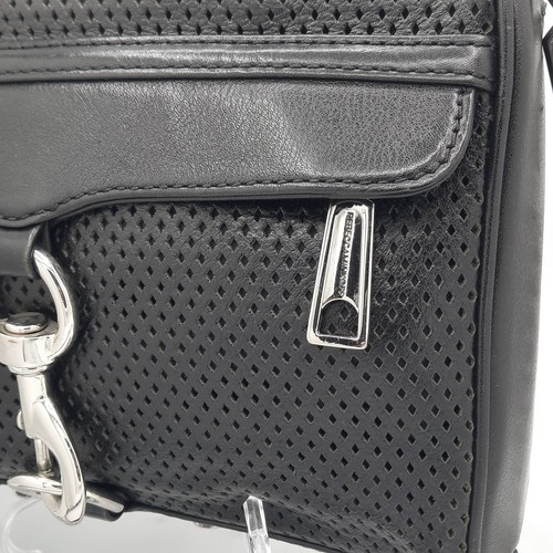 Rebecca Minkoff MAC Mini Black/Silver Leather Laser Cut Crossbody Bag XLNT - Bild 5 von 13