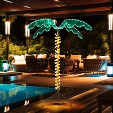 4FT LED Lighted Coconut Tree Outdoor Artificial Tree Tropical with 189 Lights