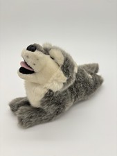 The Stuffed Animal House Howling Wolf Plush 11" Realistic Stuffed Animal Gray