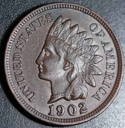 1902 INDIAN HEAD CENT - With LIBERTY & Near 4 DIAMONDS - AU UNC