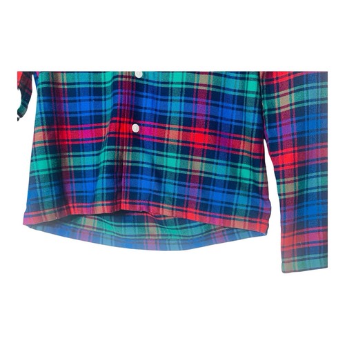 Lands’ End Plaid Flannel Button Down Shirt 14 Kids Classic Preppy Lumberjack - Picture 7 of 10