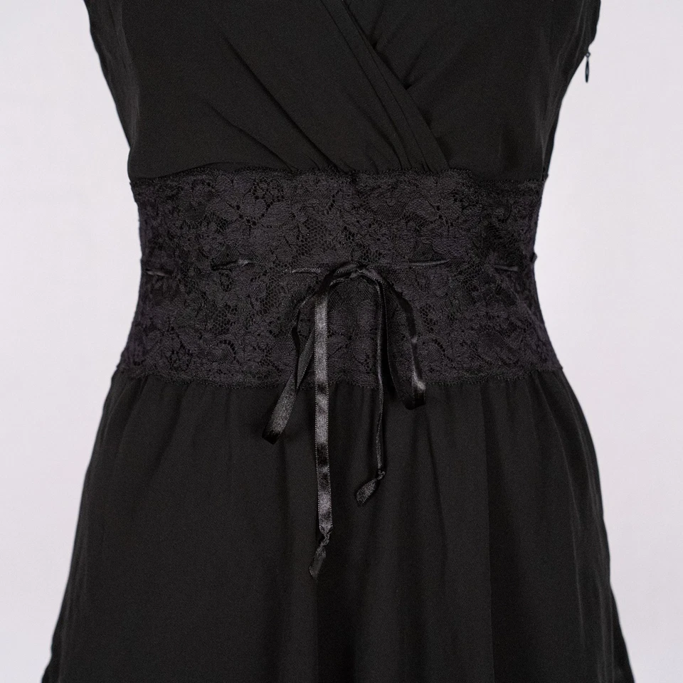 Y2K ESPRIT Black Babydoll Top Size 6 Lace Dark Fairy Whimsigoth Sheer Romantic - Image 3 of 4