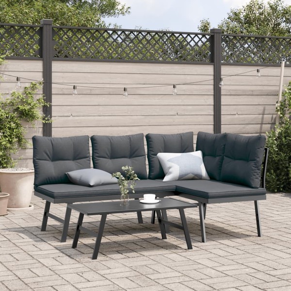 Gartenbank Mit Kissen Sitzbank Metallbank Parkbank GartenmöBel 2Stk Stahl vidaXL-image