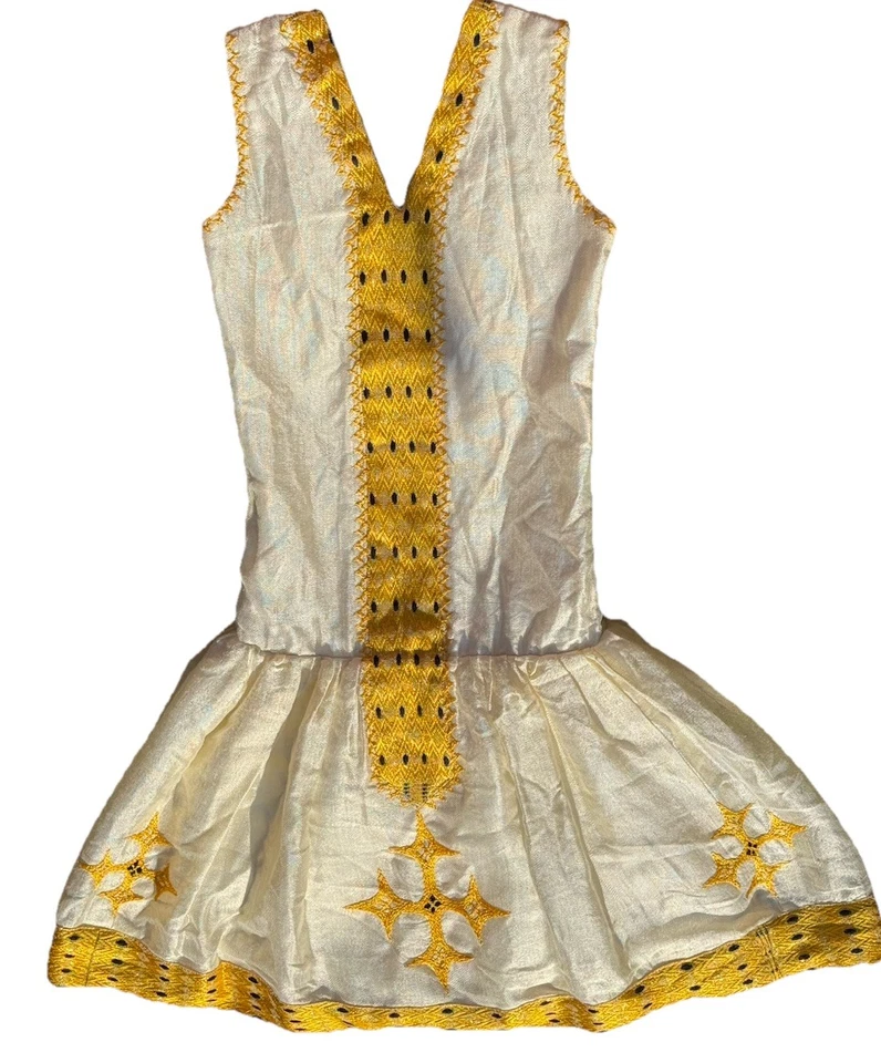 Vestido Etíope Eritreo Habesha Tradicional Niña Hecho a Mano Talla 5/6 Tribal Foto 4 de 4