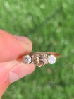 18ct gold diamond 1.3ct fancy coloured old cut 3 stone ring Victorian