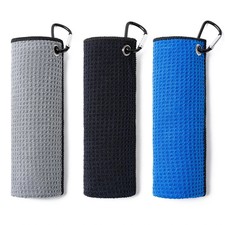 3 Pack Golf Towels 16" X 16" with Carabiner Clip,Microfiber Fabric
