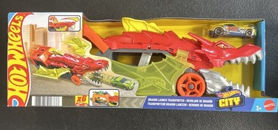 Hot Wheels CITY Dragon Launch Transporter w/ 1 Included Vehicle [NEW]