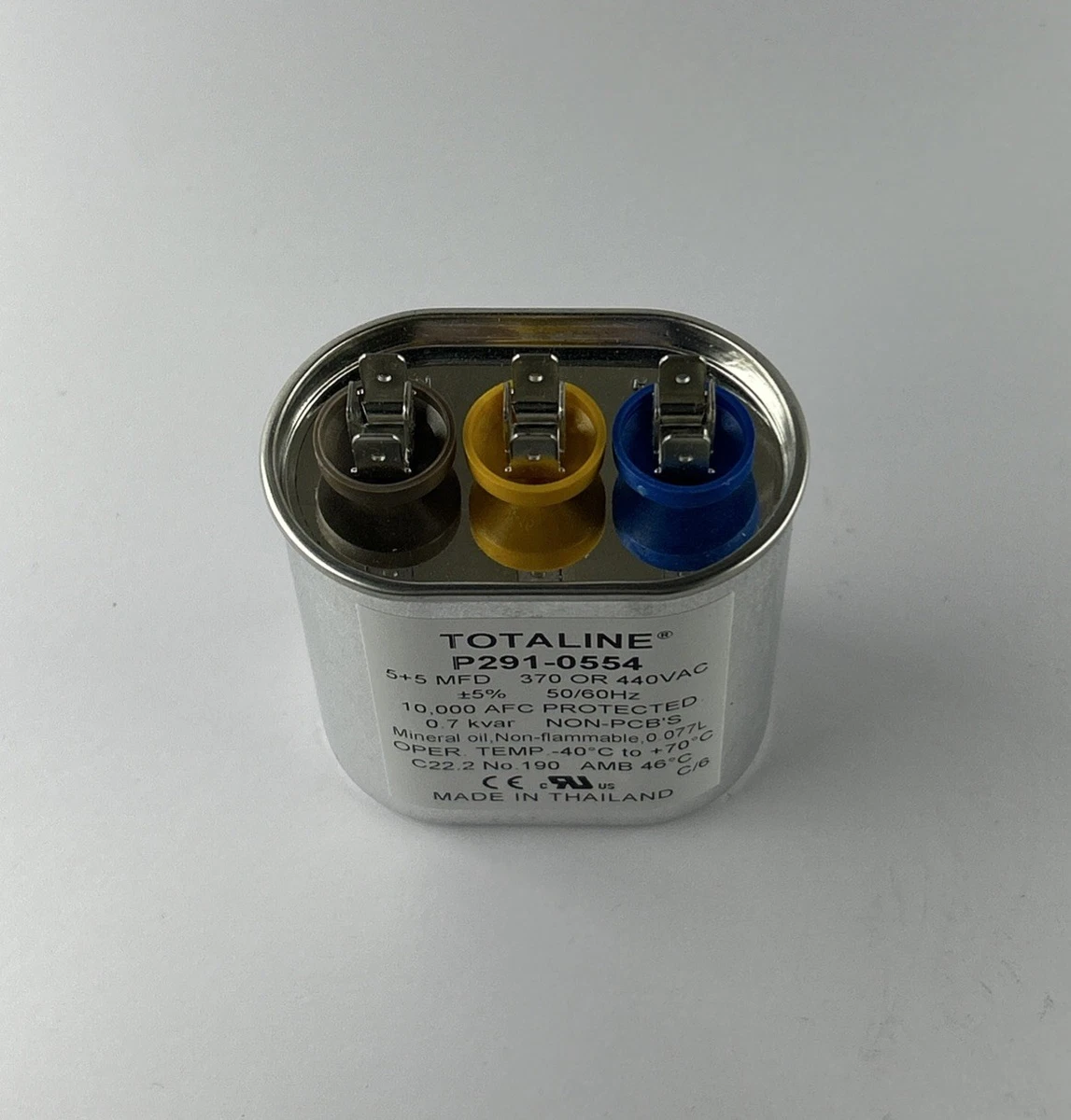 Totaline P291-0554 5+5 MFD Oval Dual Run Capacitor 370/440VAC HVAC photo 3