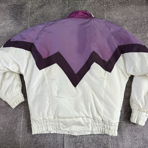 Herren Vintage 90er heiße Musik lila weiß Farbblock gefütterter Ski Mantel Jacke Gr. M - Bild 4 von 4