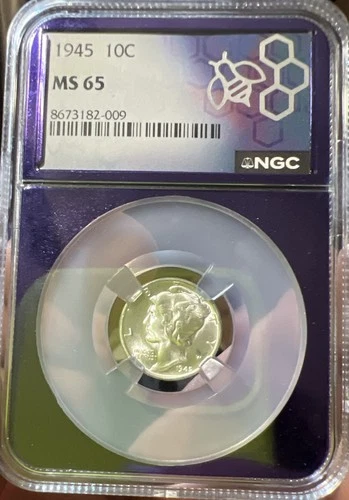 1945 Mercury Dime 10c NGC MS65 Silver