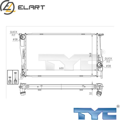 RADIATOR ENGINE COOLING 703-0008 FOR BMW 1/E9/E82/E87/X/E84/Convertible/E88 3.0L - Picture 1 of 8