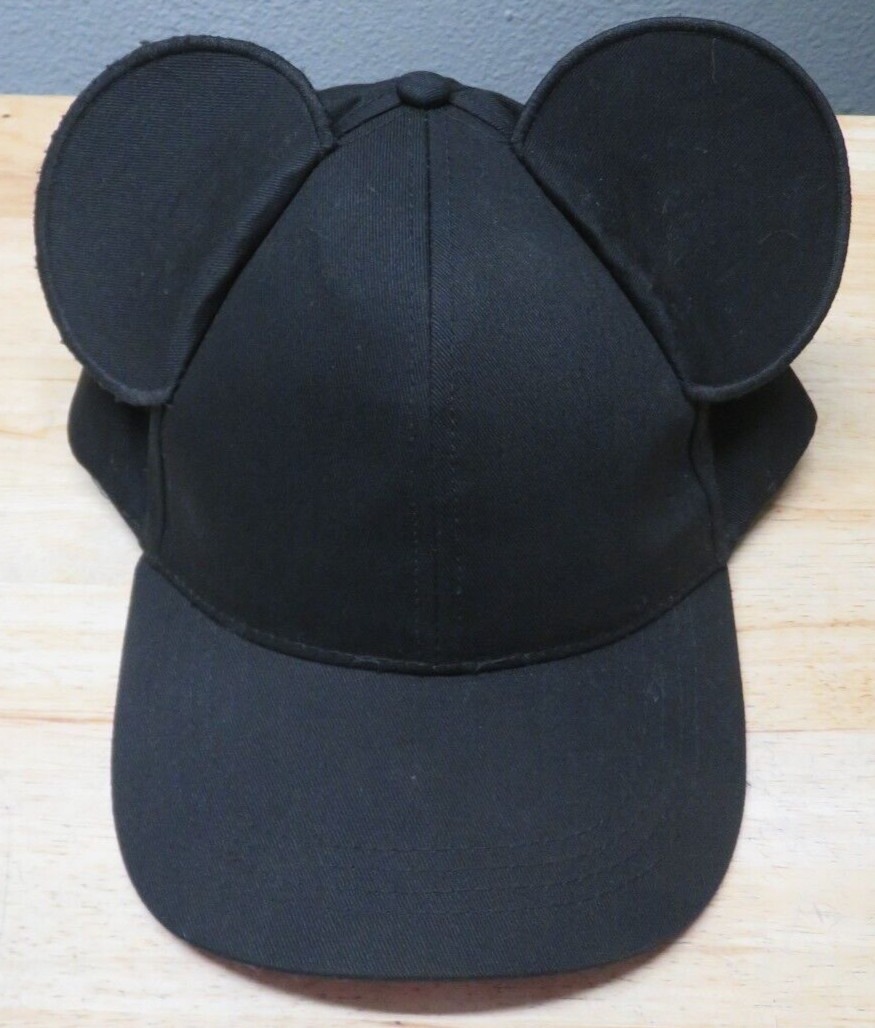Disney Micky Mouse Ears Solid Black Hat Adjustabl… - image 1