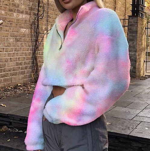 Woman Soft fuzzy Crop Sweatshirt 