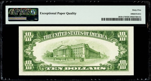 $10 1950 FRN Philadelphia "Reverse Changeover Pair" PMG 65 & 66 EPQ Gem UNC. - Picture 2 of 4
