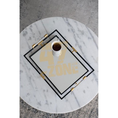 S/2 Tribute Black Gold Trays Indoor Outdoor Home Decor Tabletop Decoration - Picture 9 of 11