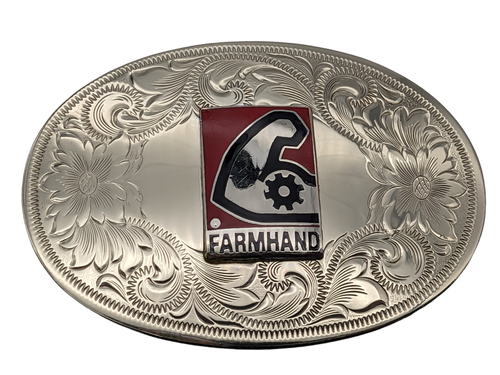 Vintage Farmhand Machineary Monytana Silver Smith Belt Buckle-Free Shipping-Mint