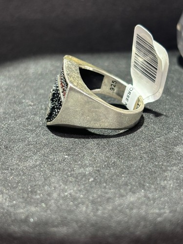 Ferrari Inspired Multicolor CZ & Horse Detail Ring Sz.10 925 Silver 10.9 Grams - Picture 7 of 8