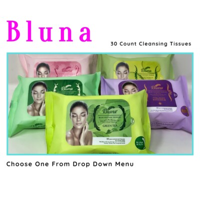 Bluna Makeup Remover Tissue Cleansing Wipes Facial Make-up Towlette 30 Sheets