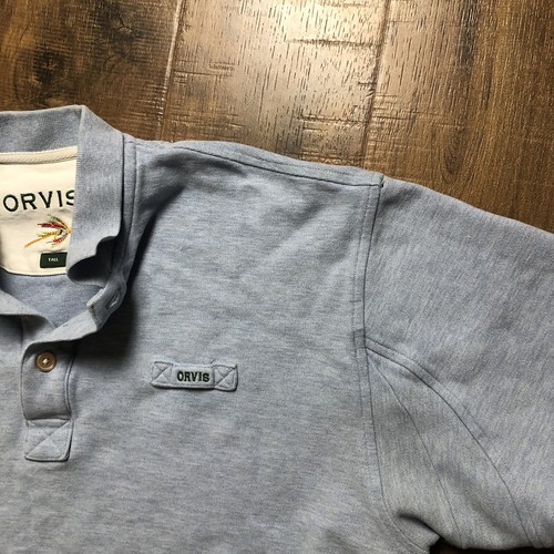 Orvis thick blue short sleeve polo, men's tall large - Picture 6 of 8