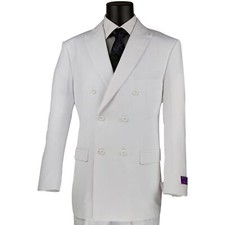VINCI Men's White Double Breasted 6 Button Classic Fit Suit NEW