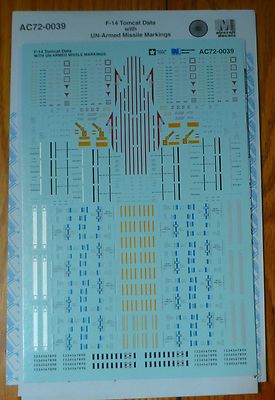 Microscale Decal #AC72-0039 Aircraft F-14 Data w/UN-Armed Missile Markings