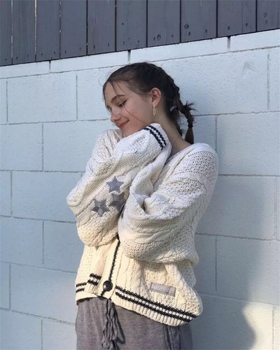 Taylor Swift Star Cardigan Folklore Knitted Cozy Lazy Cardigan Sweater Autumn - Picture 8 of 21