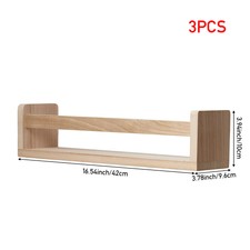Set of 3 Wooden Wall Floating Shelves Storage Shelf Space Saving Display Rack UK