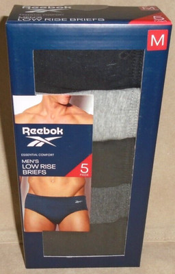 NEW MEN'S ''REEBOK ESSENTIAL COMFORT LOW RISE BRIEFS 5 PACK UNDERWEAR''