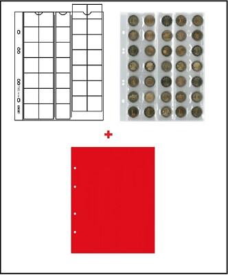 10-LINDNER-MU35R-Multi-Collect-Münzhüllen-35-Fächer-27-mm-+-rote-ZWL