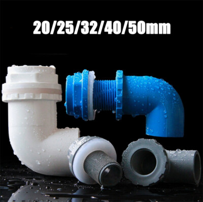 PVC Rohrverschraubung 20-50 mm Winkel Druck Schott Tankverbinder weiß/blau/grau