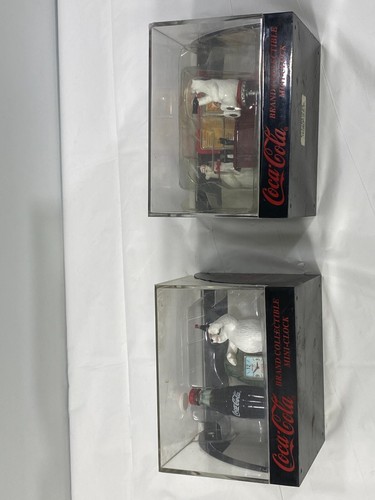 Coca Cola Brand Polar Bear Mini-Clock Collectibles, Lot of 2, New